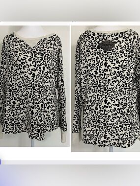 Harley Davidson Shirt Large Leopard Print Animal Thermal Long Sleeve Black White